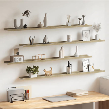 Wall Shelves 4 pcs White and Sonoma Oak 45.3"x3.5"x1.2