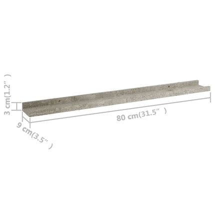 Wall Shelves 2 pcs Concrete Gray 31.5"x3.5"x1.2