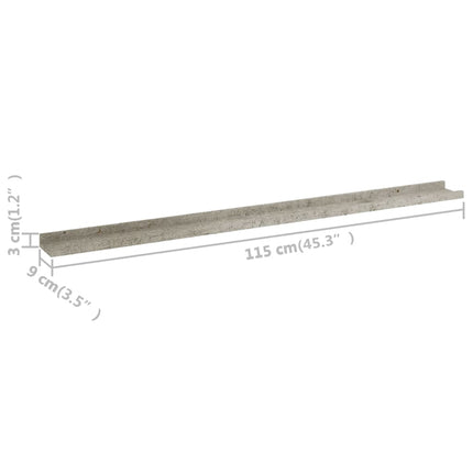 Wall Shelves 2 pcs Concrete Gray 45.3"x3.5"x1.2
