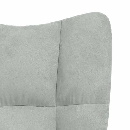 Relaxing Chair with a Stool Light Gray Velvet