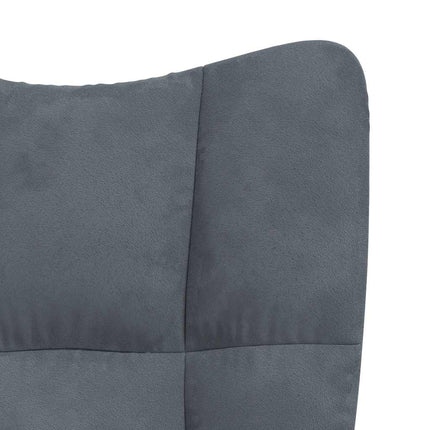 Relaxing Chair with a Stool Dark Gray Velvet