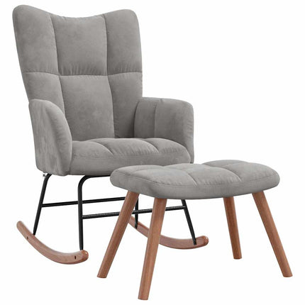 Rocking Chair with Ottoman Light Gray Velvet