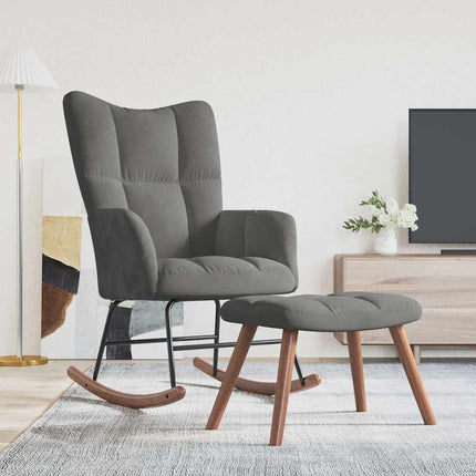 Rocking Chair with Ottoman Dark Gray Velvet
