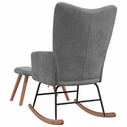 Rocking Chair with Ottoman Dark Gray Velvet