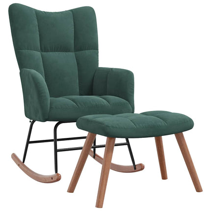Rocking Chair with a Stool Dark Green Velvet