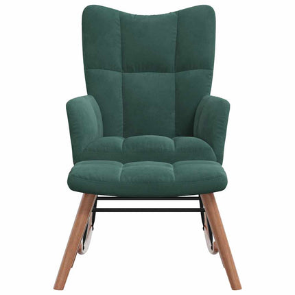 Rocking Chair with a Stool Dark Green Velvet
