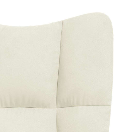 Rocking Chair with a Stool Cream White Velvet