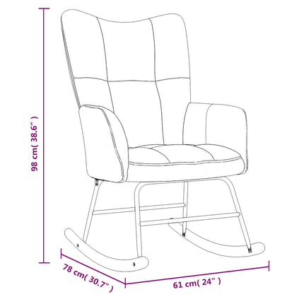 Rocking Chair with a Stool Cream White Velvet