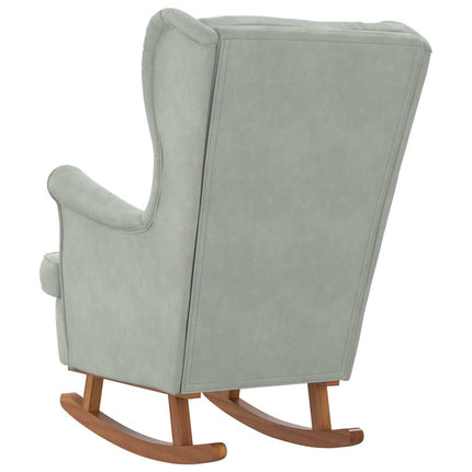 Rocking Chair Wingback Light Grey Velvet and Solid Wood