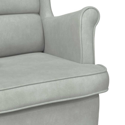 Rocking Chair Wingback Light Grey Velvet and Solid Wood