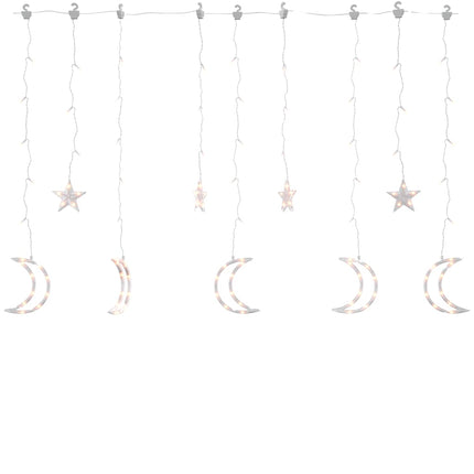 Star and Moon Fairy Lights Remote Control 138 LED Warm White