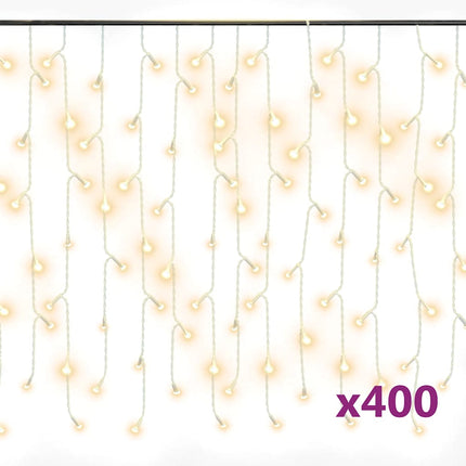 LED Curtain Icicle Lights 393.7" 400 LED Warm White 8 Function