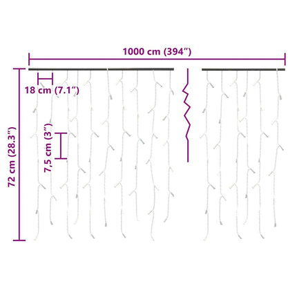 LED Curtain Icicle Lights 393.7" 400 LED Colorful 8 Function