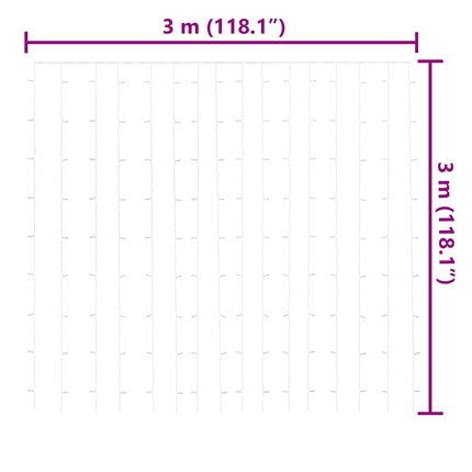 LED Curtain Fairy Lights 9.8'x9.8'300 LED Cold White 8 Function