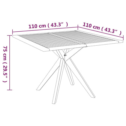 Patio Table 43.3"x43.3"x29.5" Solid Wood Acacia
