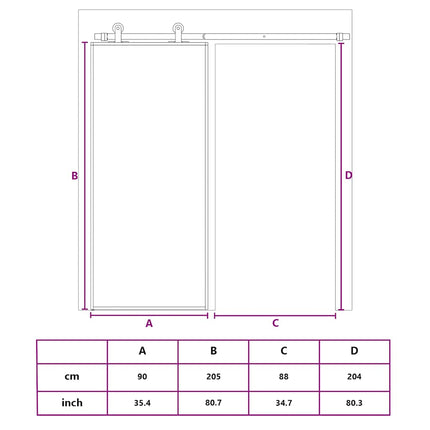 Sliding Door ESG Glass and Aluminum 35.4"x80.7" Black