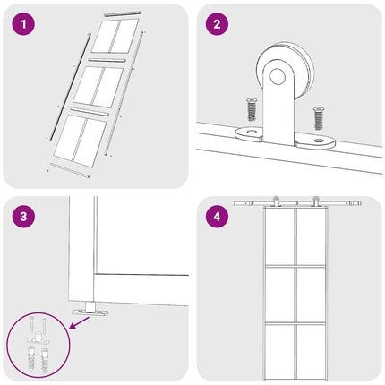 Sliding Door ESG Glass and Aluminum 29.9"x80.7" Black