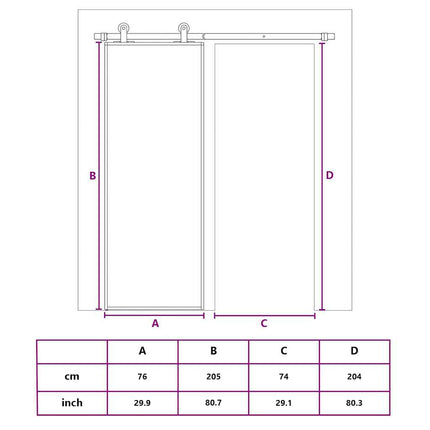 Sliding Door ESG Glass and Aluminum 29.9"x80.7" Black