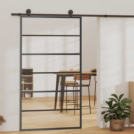 Sliding Door ESG Glass and Aluminum 40.2"x80.7" Black