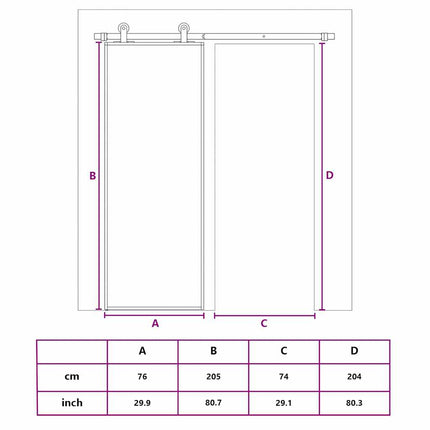 Sliding Door ESG Glass and Aluminum 29.9"x80.7" Black