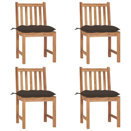 Patio Chairs 4 pcs with Cushions Solid Teak Wood