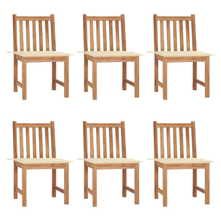Patio Chairs 6 pcs with Cushions Solid Teak Wood