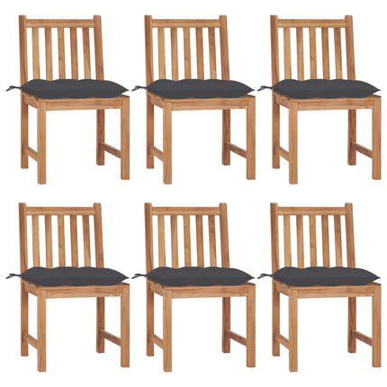 Patio Chairs 6 pcs with Cushions Solid Teak Wood