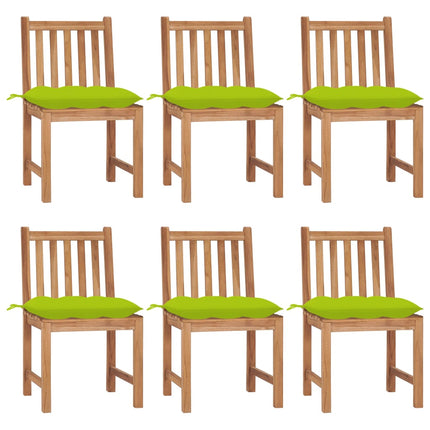 Patio Chairs 6 pcs with Cushions Solid Teak Wood