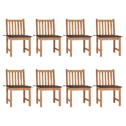 Patio Chairs 8 pcs with Cushions Solid Teak Wood
