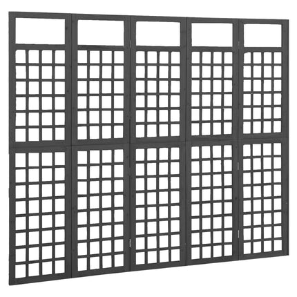 5-Panel Room Divider/Trellis Solid Fir Wood Black 79.3"x70.9