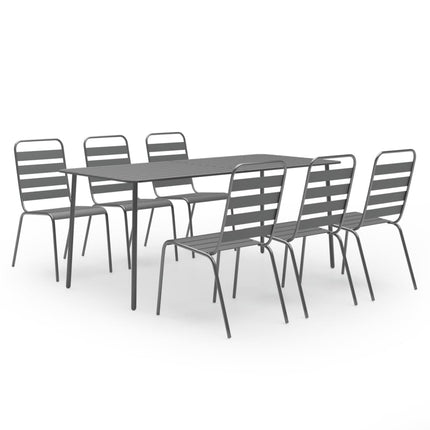 7 Piece Patio Dining Set Steel Dark Gray