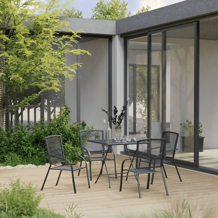 5 Piece Patio Dining Set Steel Anthracite