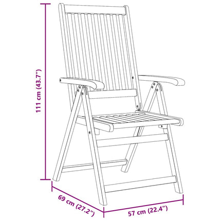 Folding Patio Chairs 8 pcs Solid Acacia Wood