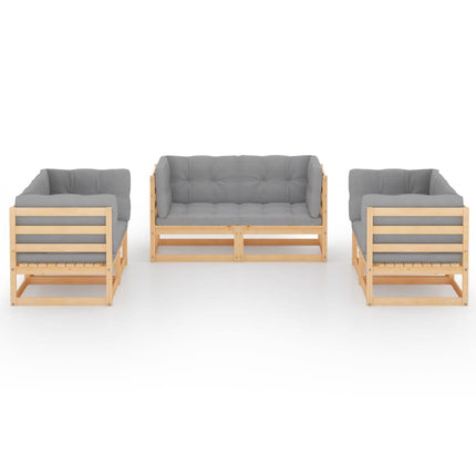 6 Piece Patio Lounge Set with Cushions Solid Pinewood