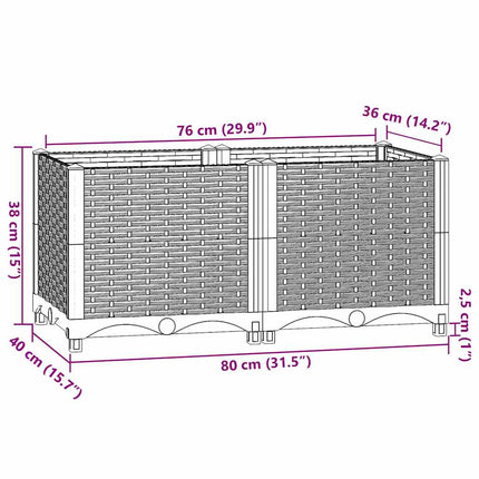 Raised Bed 80x40 x 15.0 " Polypropylene