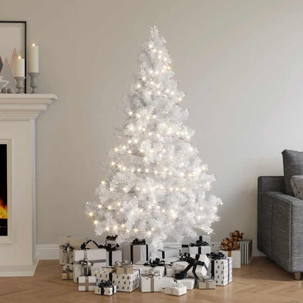 Artificial Half Pre-lit Christmas Tree with Stand White 70.9" PVC