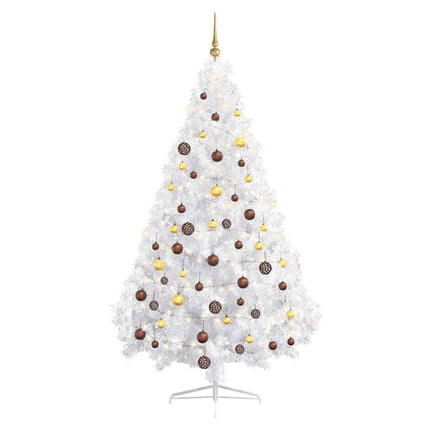 Artificial Half Pre-lit Christmas Tree with Ball Set White 70.9