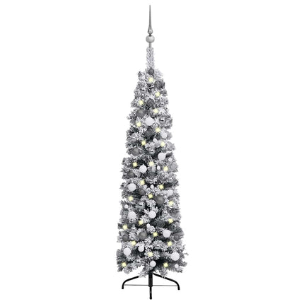 Slim Artificial Pre-lit Christmas Tree with Ball Set Green 59.1