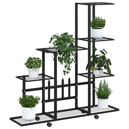 Flower Stand with Wheel 37.2"x9.8"x36.4" Black Metal
