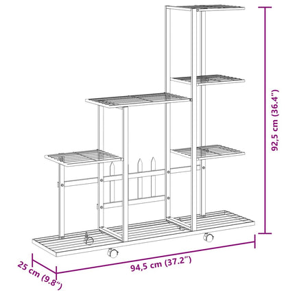 Flower Stand with Wheel 37.2"x9.8"x36.4" Black Metal