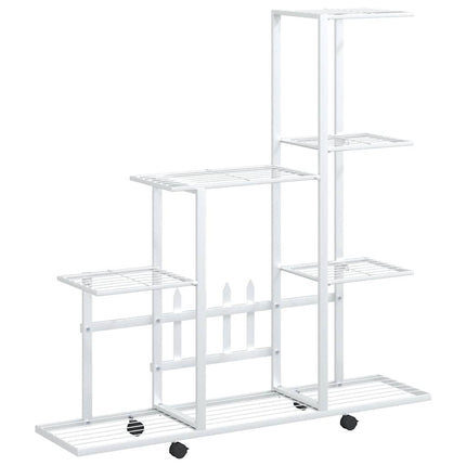 Flower Stand with Wheel 37.2"x9.8"x36.4" White Metal