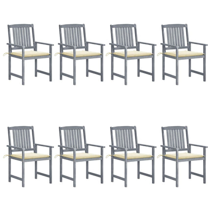 Patio Chairs with Cushions 8 pcs Solid Acacia Wood Gray