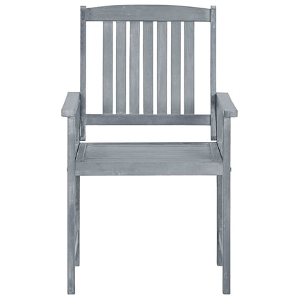 Patio Chairs with Cushions 8 pcs Solid Acacia Wood Gray