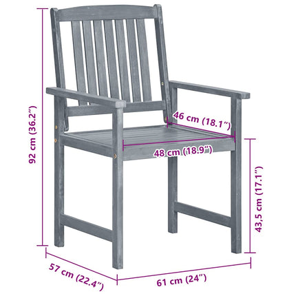 Patio Chairs with Cushions 8 pcs Solid Acacia Wood Gray