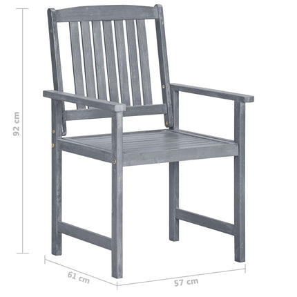 Patio Chairs with Cushions 8 pcs Solid Acacia Wood Gray