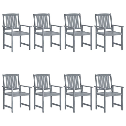 Patio Chairs with Cushions 8 pcs Solid Acacia Wood Gray