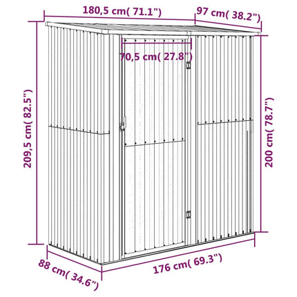 Garden Shed Anthracite 71.1"x38.2"x82.5" Galvanized Steel