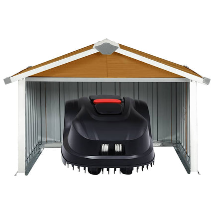 Garden Robot Lawnmower Shed 36.2"x38.2"x24.8" Galvanized Steel Brown
