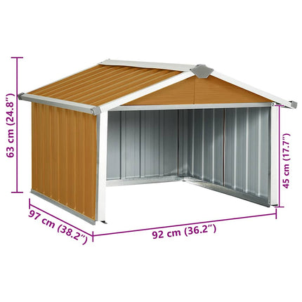 Garden Robot Lawnmower Shed 36.2"x38.2"x24.8" Galvanized Steel Brown