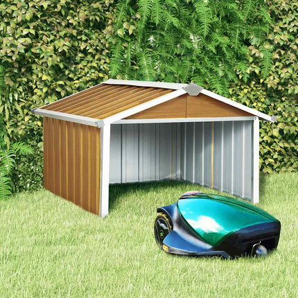 Garden Robot Lawnmower Shed 36.2"x38.2"x24.8" Galvanized Steel Brown